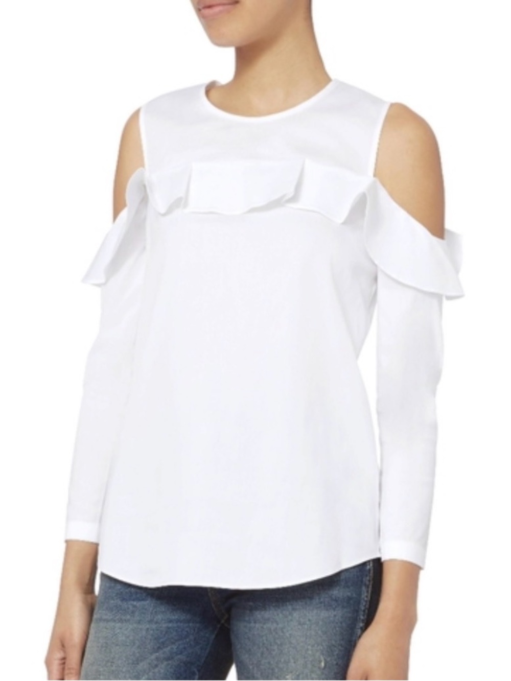 A.L.C. Ruffled cold shoulder blouse crisp white 0